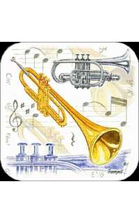 regalo - posa vasos blanco con trompetas (pack 4)