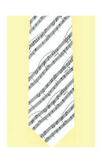 regalo - corbata blanca con notas musicales en negro (sobre prentagrama)