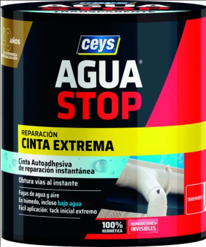 CINTA DE REPARACION INSTANTANEA AGUASTOP EXTREMA 1,5 M X 10 CM TRANSPARENTE 902853 1