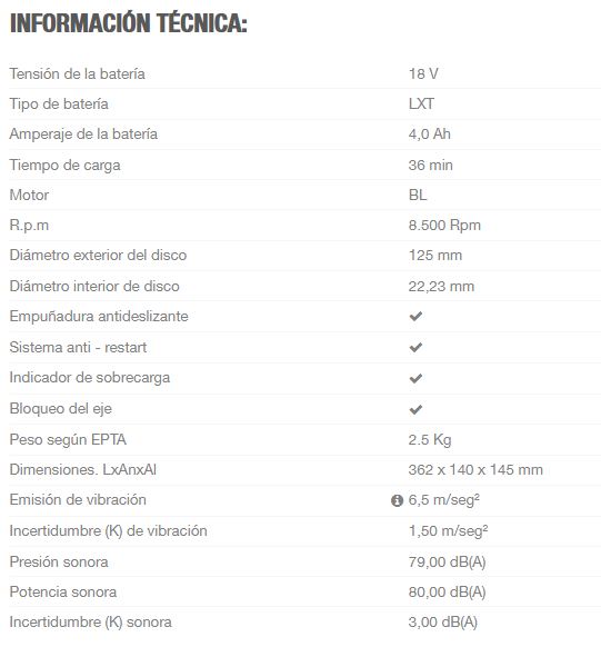 AMOLADORA 125MM BL 18V        DGA504RMJ 3
