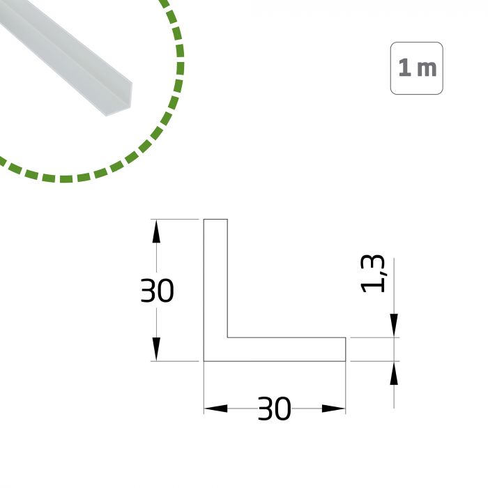 ANGULO ALUMINIO 30X30-1 MT.PLATA  20630 2
