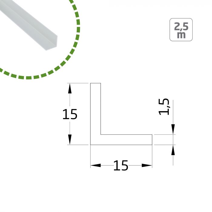ANGULO ALUMINIO 15X15-2.5M.BLANCO 20619 2