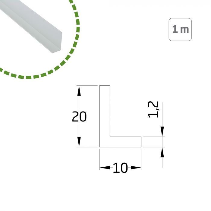 ANGULO ALUMINIO 20X10-1 MT.BLANCO 20641 2