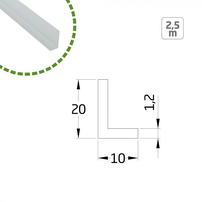 ANGULO ALUMINIO 20X10-2.5M.PLATA  20644 2