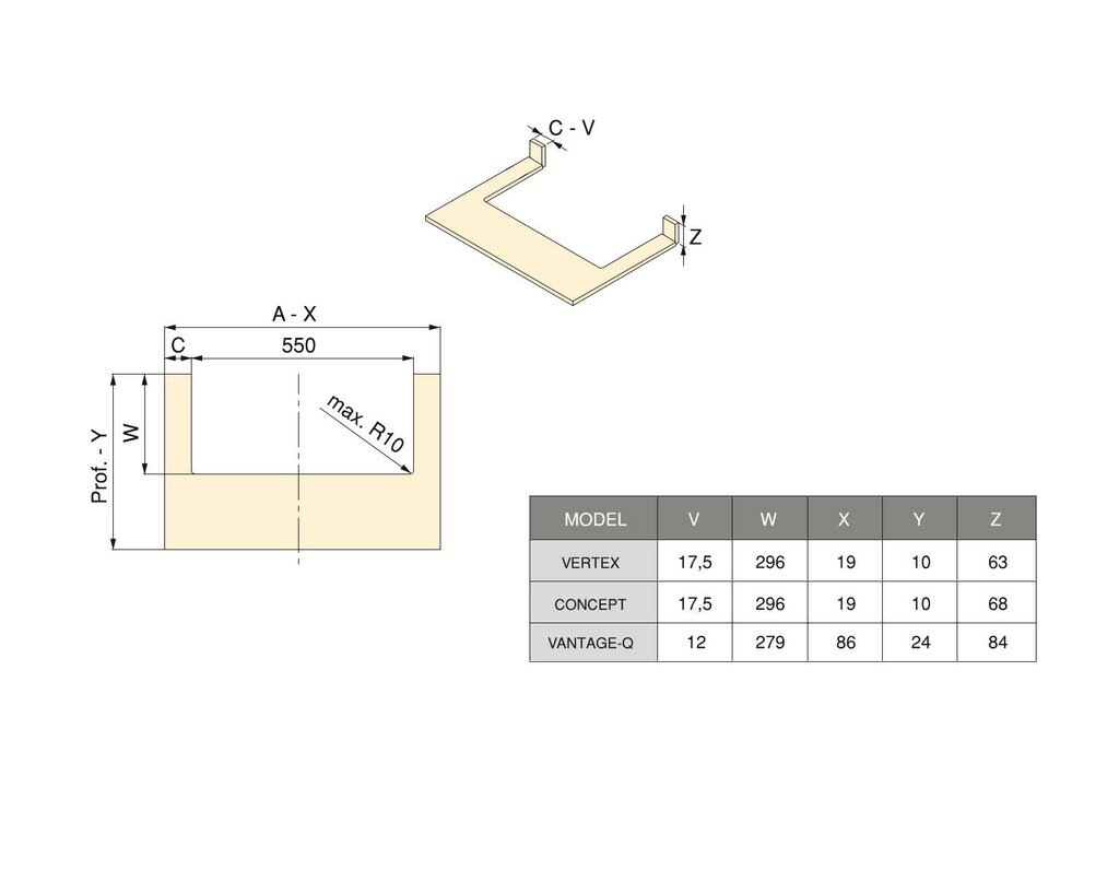 BAJO FREGADERA 562X302X83 3017925 GRIS 3