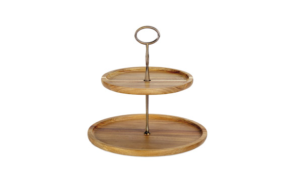 BANDEJA ACACIA 2 NIVELES  Ú 26,5 X 26 CM