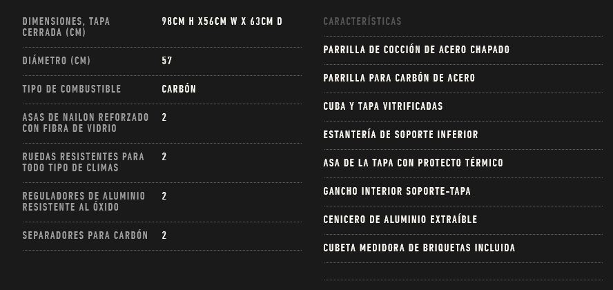 BARBACOA CARBON REDONDA COMPACT KETTLE CON TAPA Ø 47 X 88 CM 1221004 2