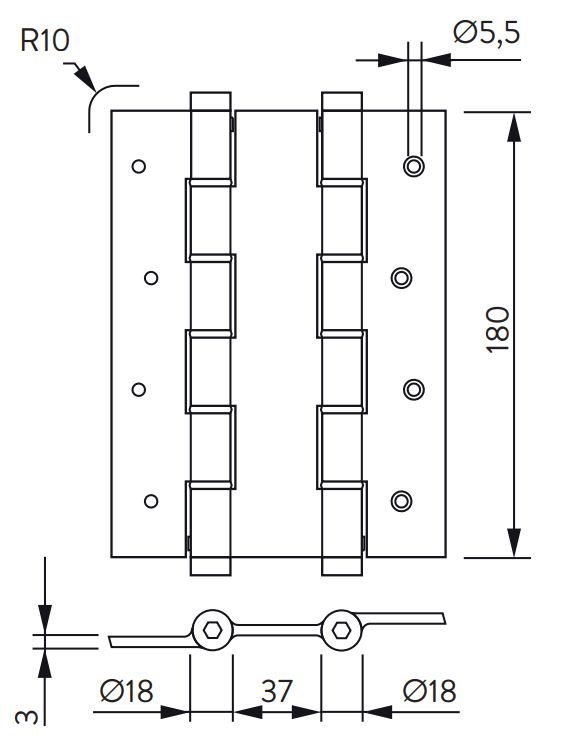 BISAGRA DOBLE ACCION (VAIVEN) 2 UNIDADES DA180 ORO 5914.02 2