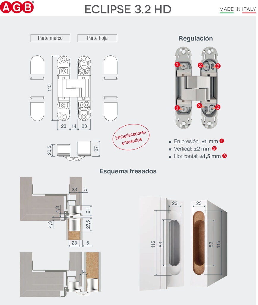 BISAGRA INV. AGB ECLIPSE 3.2 HD CROM MAT 6