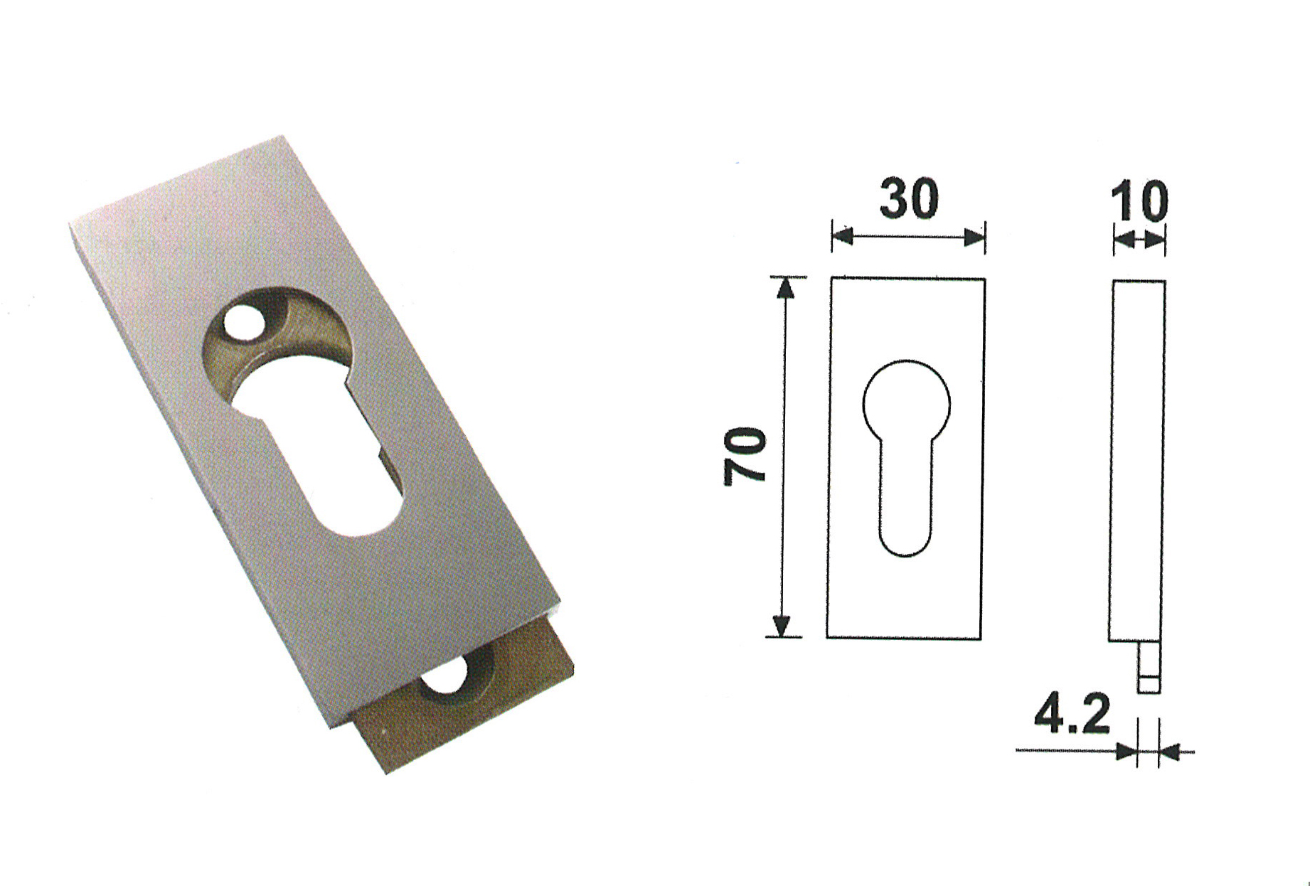 BOCALLAVE VERT.RECT 30X70 INOX RC9670H10