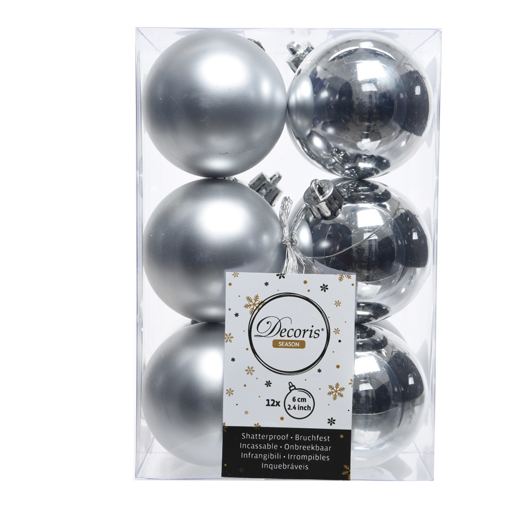 BOLA DECORATIVA 12 BOLAS PLATA 6CM 71870