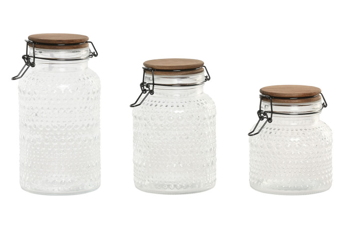 BOTE SET 3 CRISTAL ACACIA 12X12X20