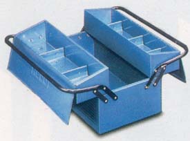 Caja herramientas metal azul 2 compartimientos