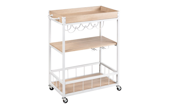 CARRITO COCINA MULTIUSOS  RUSTICO BLANCO