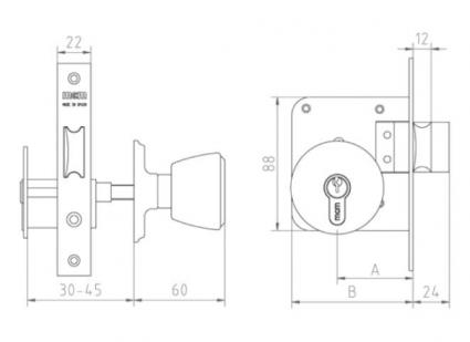 CERRADURA POMO 1561 LATON 60 1561-3-60 2