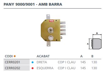 CERRADURA SOBREPONER CON VARILLAS GOLPE Y LLAVE 60/I ESMALTADA ORO 9001P 2