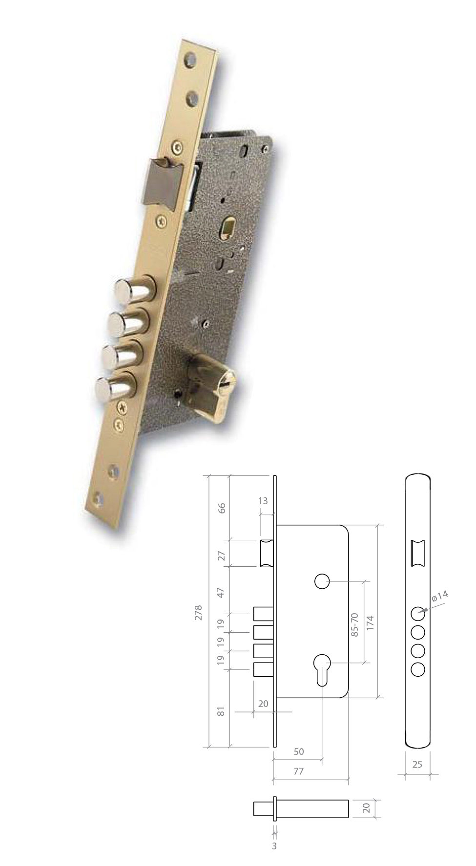 CERRADURA SEGURIDAD LATON 700B/50-DS15/7