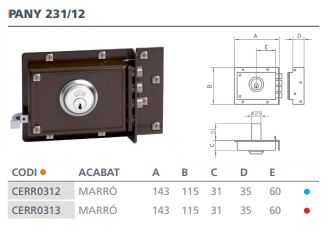 CERRADURA SANSON 231-12 D 231 DER. 2