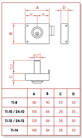 CERRADURA SOBREPONER 11-12 D 11-12 DER. 2