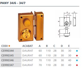 CERRADURA SOBREPONER 34- 7 D 34 7 DER. 2