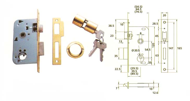 CERRADURA EMBUTIR SERIE 202000-50 H.LATO