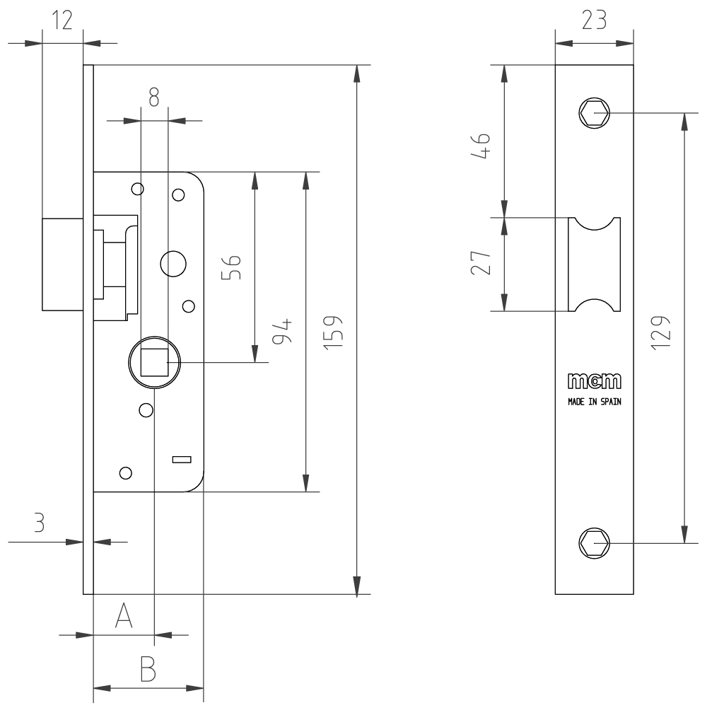 CERRADURA METALICA 1548-21 ENTRADA 18MM INOX 1548-21 2