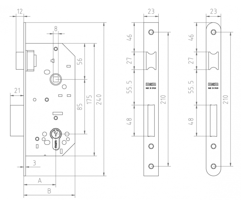 CERRADURA EMBUTIR SERIE 1600 1601 NIQUELADO 50 1601-1-50 2