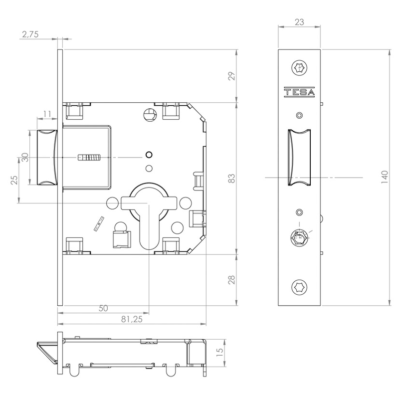 POMO CERRADURA SERIE TULIPA 3500 ENTRADA 3520/50/LM 352050LM 2