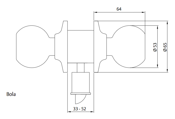 POMO CERRADURA BOLA 3900 ENTRADA 3900/60-70/LM 3900U0LM 2