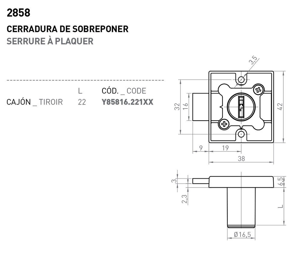CERRADURA OJMAR 285816.221CN NEGRO 2