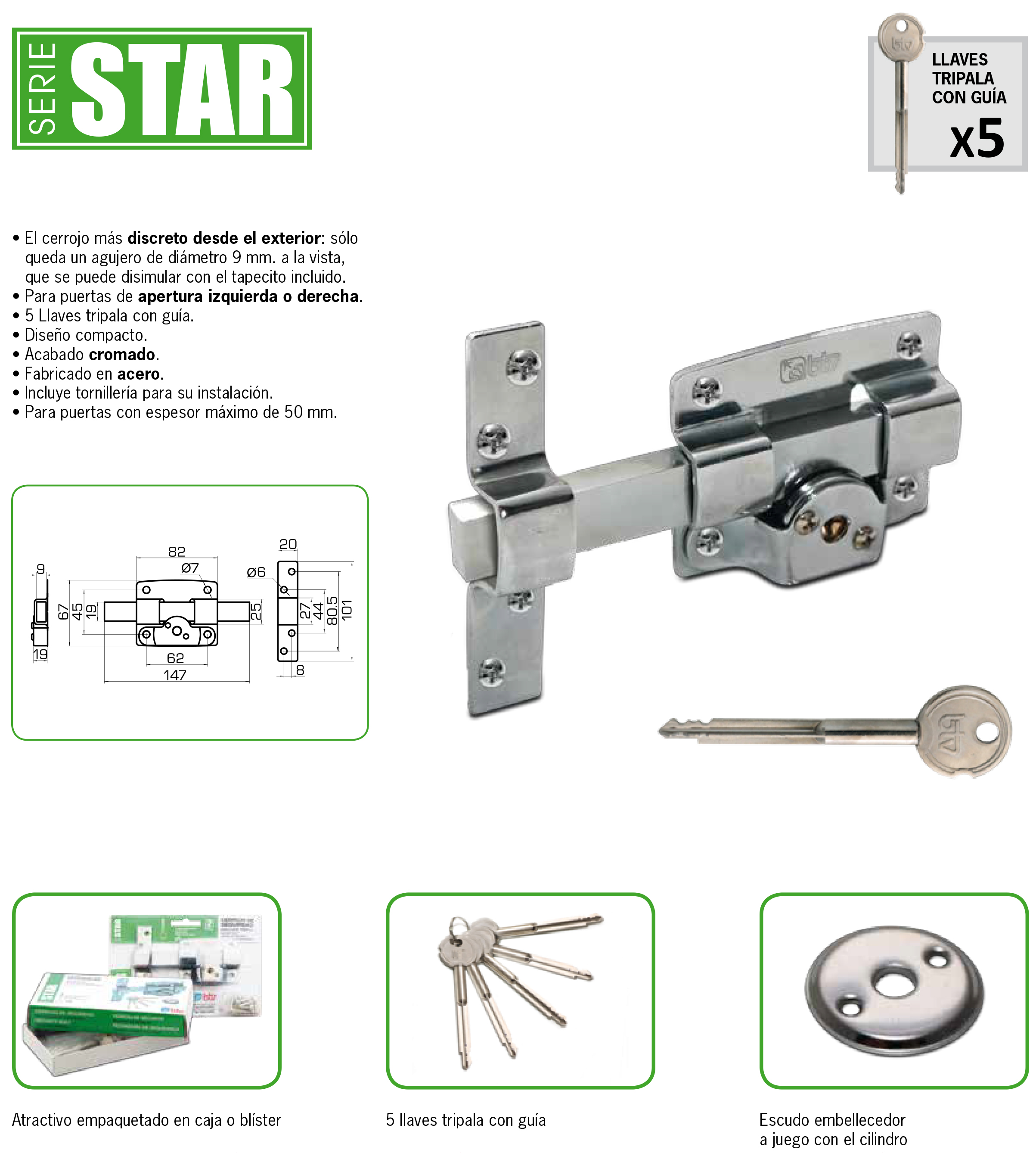 CERROJO STAR CR-BOX BTV          24030