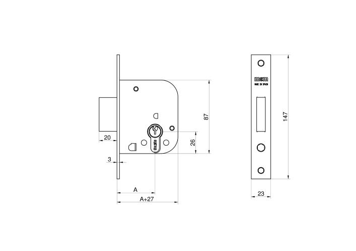 CERRADURA EMBUTIR SERIE   1312/1-45 2