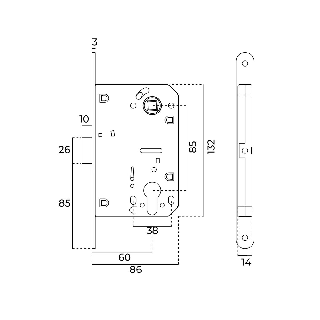 CERRADURA MAGNETICA 60MM IN20835 SATINAD 2