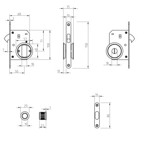 CERRADURA CORREDERA 2850-153 NEGRO MATE 2