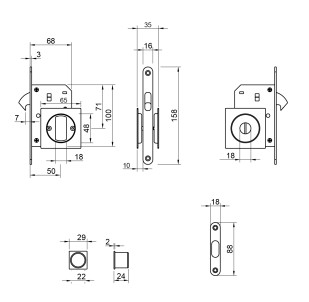 CERRADURA CORREDERA 2849 Q-153 NEGR MATE 2