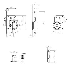 CERRADURA CORREDERA 2850-16 INOX 2