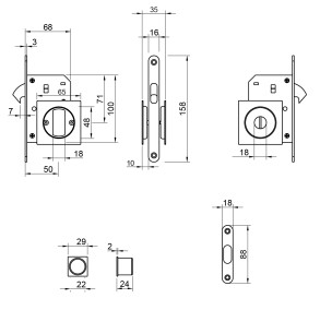 CERRADURA CORREDERA 2849 Q-16 INOX 2