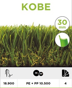 Cesped artificial kobe   30mm 2 x 20m.