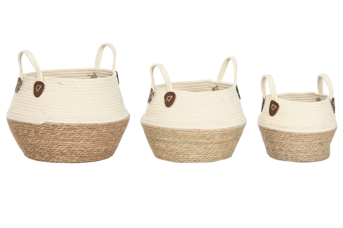CESTA SET 3 FIBRA ALGODON CREMA 41X41X37
