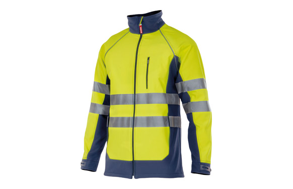 Cazadora softshell alta visibilidad bicolor