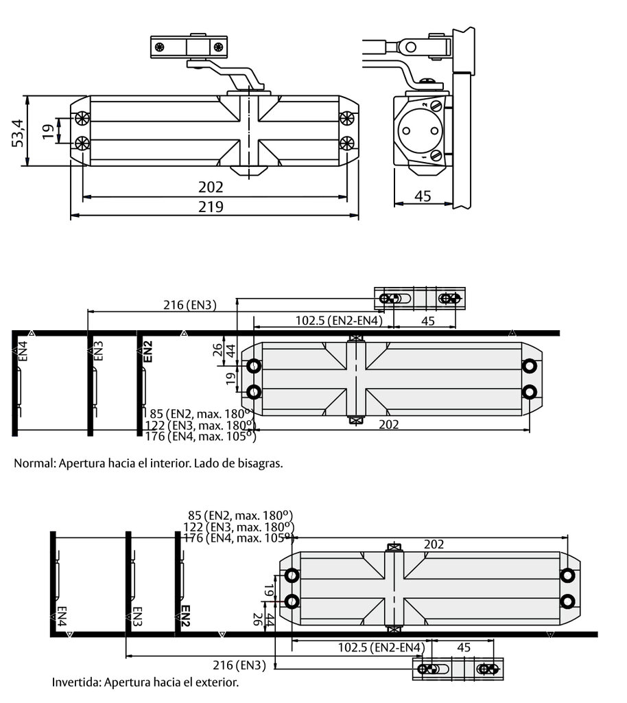 CIERRAPUERTAS SIN RETENCION TESA  PLATA CT180034PL 2