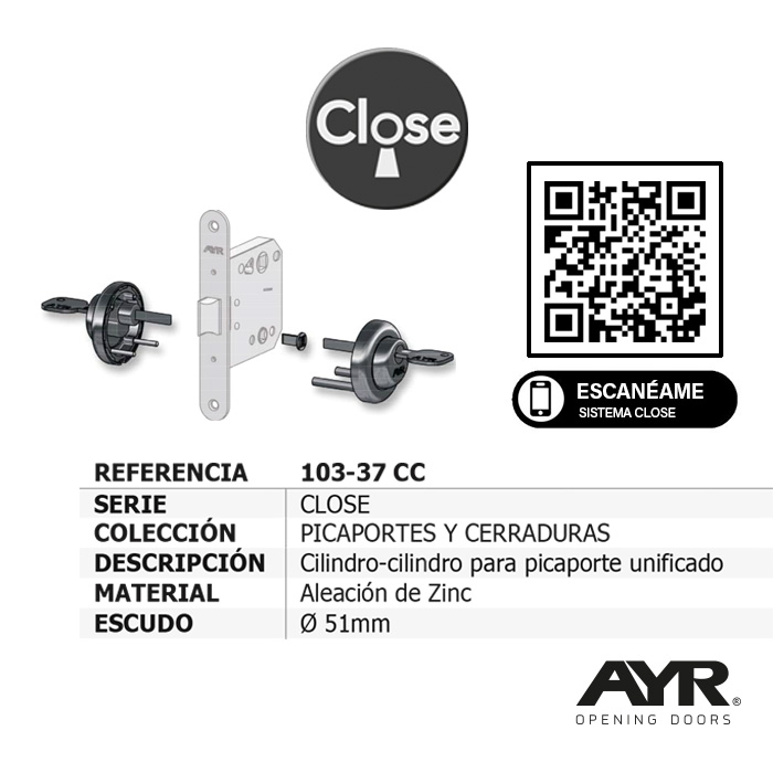 CILINDRO CLOSE DOBLE P/PICAP. 103-37 CC 2