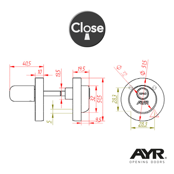 CILINDRO CLOSE NEGRO P/PICAP. 103-50 CM 3