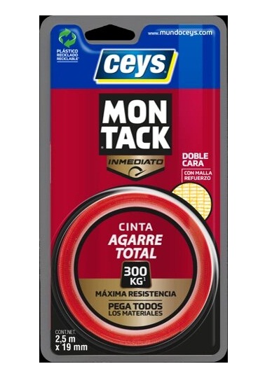 CINTA DOBLE CARA MONTACK AGARRE TOTAL  7,5M X 19MM   507497 1