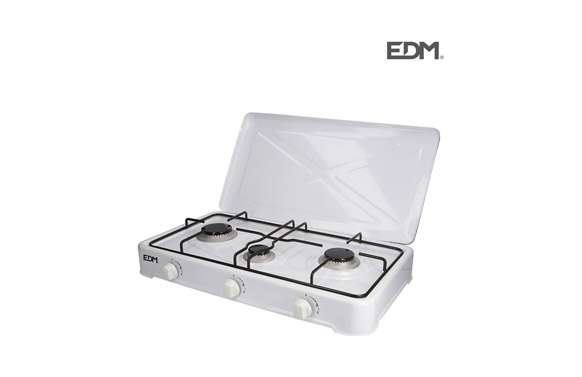 COCINA EXTERIOR A GAS BUTANO TRES FUEGOS CON TAPA 60X33X12 CM 07421 1