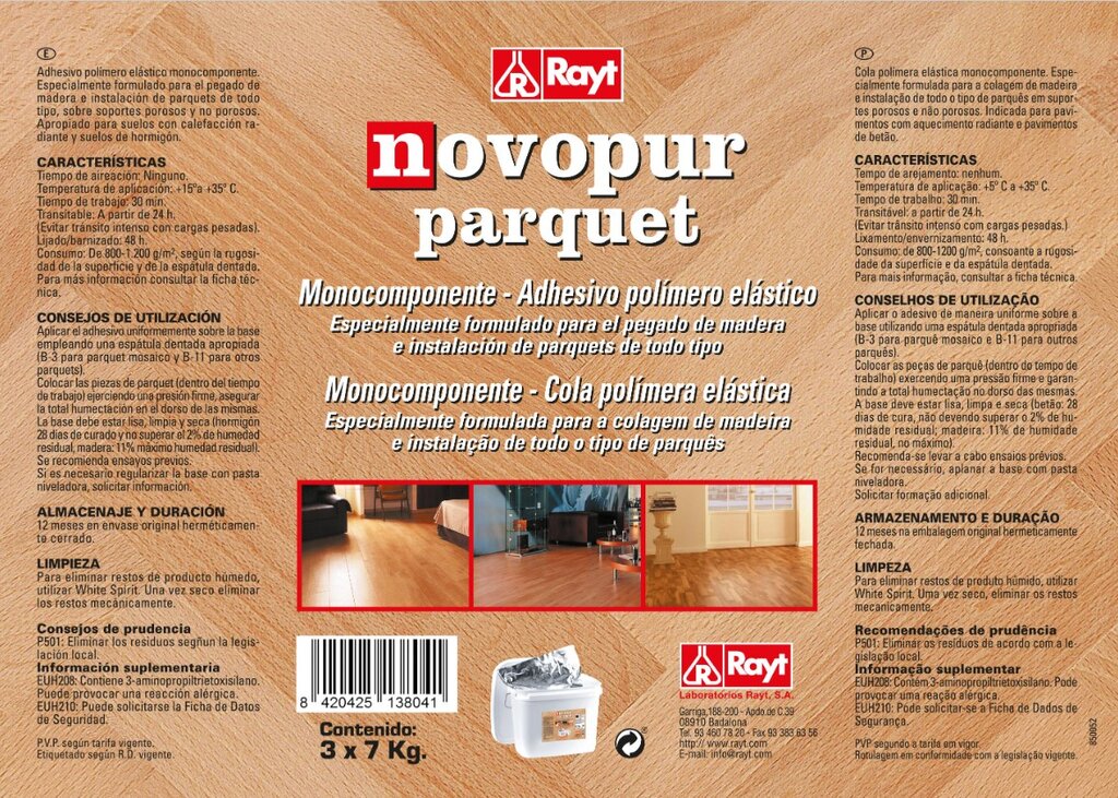 COLA NOVOPUR PARQUET MONOCOMPONENTE 21KG 2