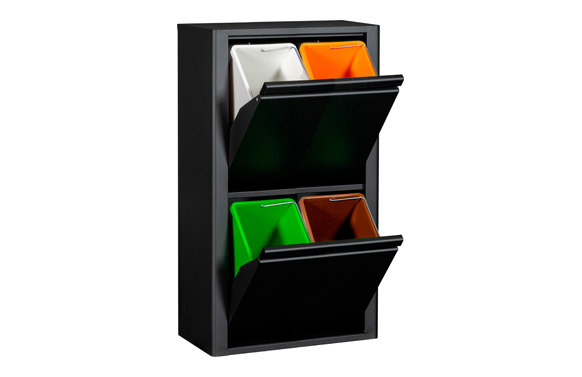 CONTENEDOR BASURA SELECTIVNEGRO MATE 4 C