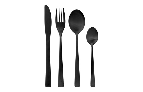 CUBERTERIA 16 PIEZAS      COLOR NEGRO (C