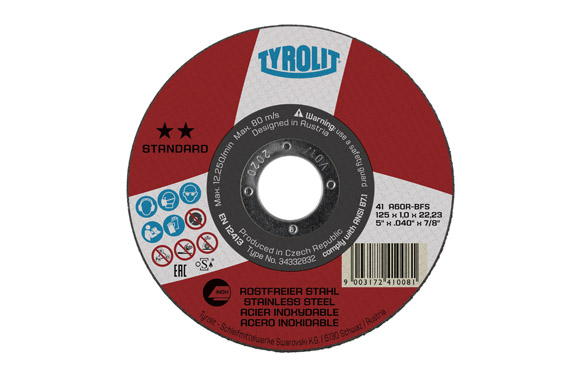 DISCO CORTE INOX STANDARD 125 X 1.6 X 22