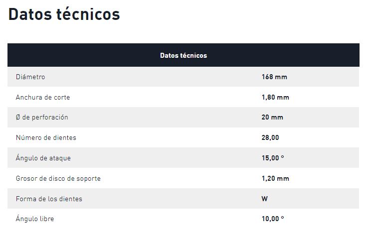 DISCO SIERRA FESTOOL 168X1,8X20 205764 3